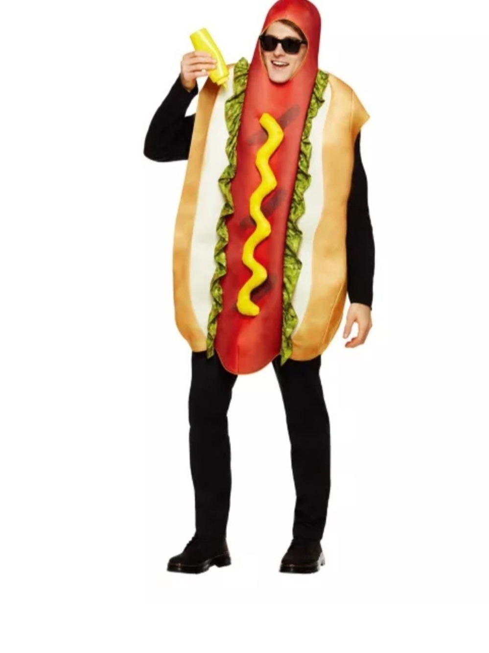 ADULTS Hot Dog Halloween Costume with Yellow Mustard NWT